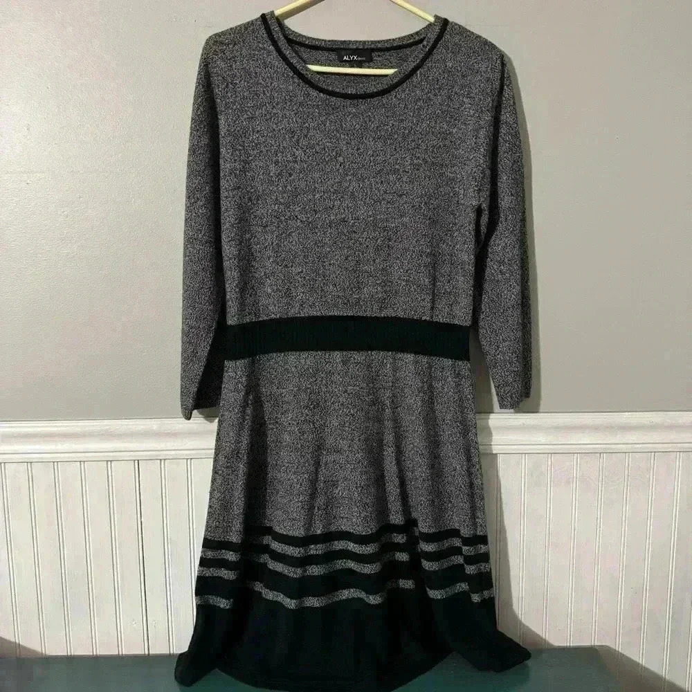 ALYX Soft Sweater Dress Gray and Black Size Large